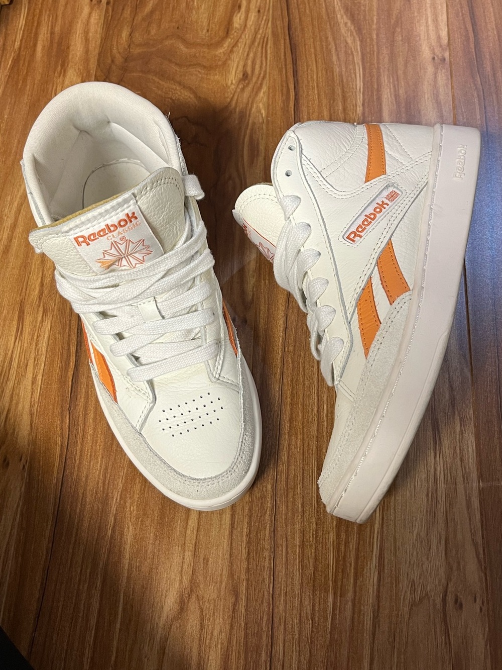 Reebok 7us orange accent Club C Form Hi Shoes